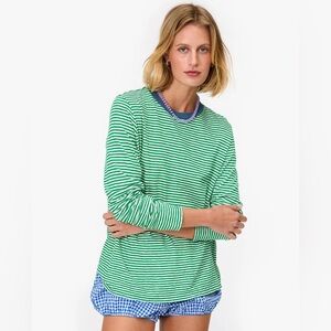 Clare V Green and White Striped Long Sleeve Tee NWOT